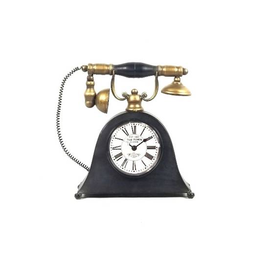 Classic Freestanding Phone Clock Black 26cm